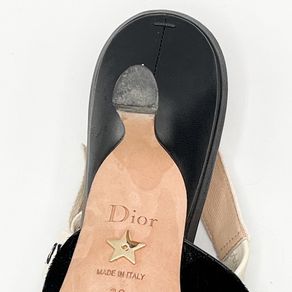 Dior J’Adior Two-Toned Shiny Velvet White Ribbon Logo Slingback 65mm Heels - Picture 7 of 8